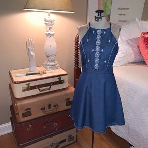 Denim Dress with Stitch Detail
